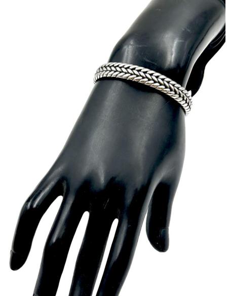 PULSERAS HOMBRE DE ACERO DIBUJO TRENZA DOBLE | COMPLEMENTOS HOMBRE