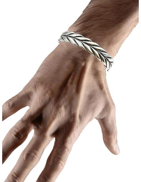 PULSERAS HOMBRE DE ACERO CON DISEÑO ESPIGA | COMPLEMENTOS HOMBRE