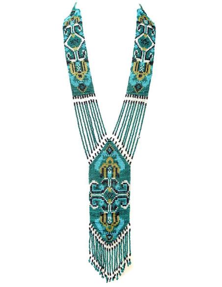 COLLARES AZULES TURQUESAS LARGOS DISEÑO CHAQUIRA | COLLARES ARTESANALES