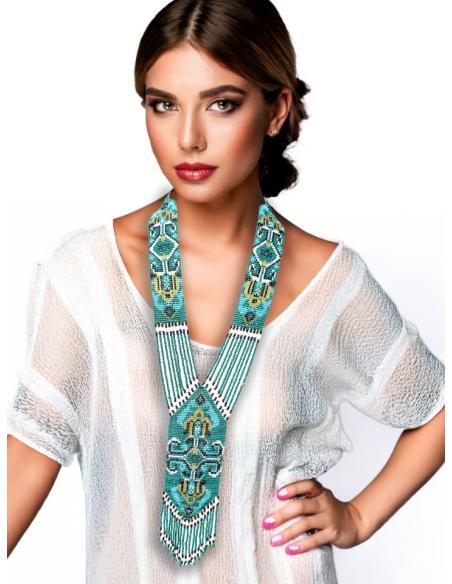 COLLARES AZULES TURQUESAS LARGOS DISEÑO CHAQUIRA | COLLARES ARTESANALES