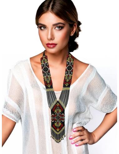 COLLARES ROJOS Y NEGROS LARGOS DISEÑO CHAQUIRA | COLLARES ARTESANALES
