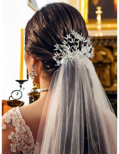 PEINETAS PLATEADAS FIESTA Y BODA CON PEDRERIA | TOCADOS MUJER