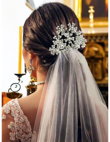 PEINETAS BODA PLATEADAS CON PEDRERIA FIESTA | TOCADOS MUJER