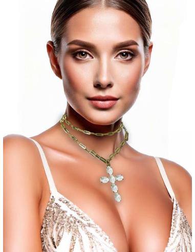 COLLARES MUJER CON CRUCES BLANCAS DE CRISTAL | COLGANTES DE CRUZ