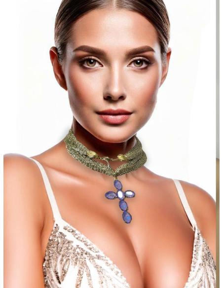 COLLARES DORADOS CON CRUCES MORADAS DE MODA | COLGANTES DE CRUZ