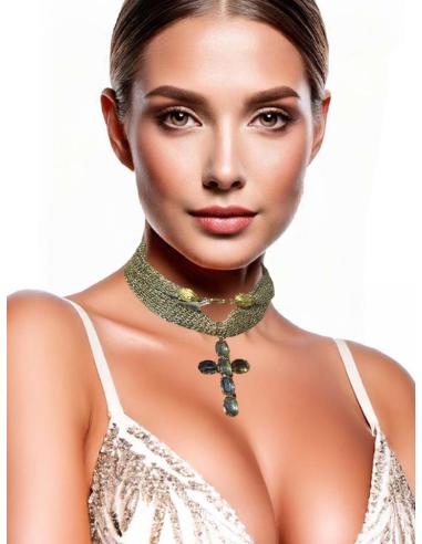 COLLARES MODA DORADOS CON CRUCES MORADO TORNASOL | COLGANTES DE CRUZ