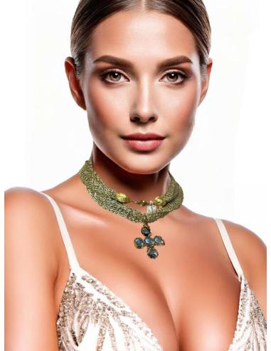 COLLARES DORADOS MODA CON CRUCES PEQUEÑAS MORADAS | COLGANTES DE CRUZ