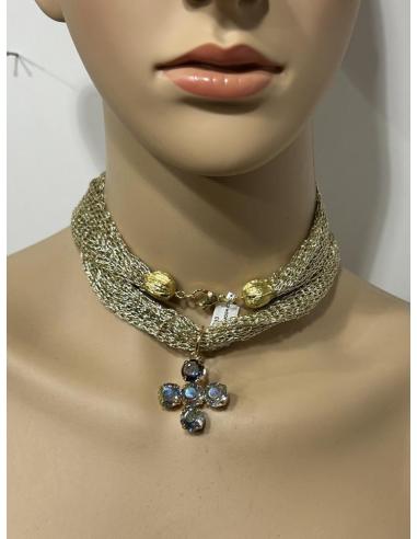 COLLARES DORADOS MODA CON CRUCES PEQUEÑAS MORADAS | COLGANTES DE CRUZ