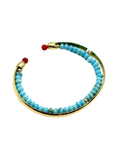 PULSERAS PIEDRA AZULES TURQUESAS Y DORADAS | JOYAS ALTA BISUTERIA