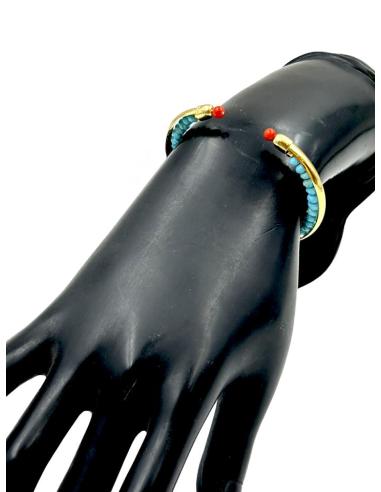 PULSERAS PIEDRA AZULES TURQUESAS Y DORADAS | JOYAS ALTA BISUTERIA