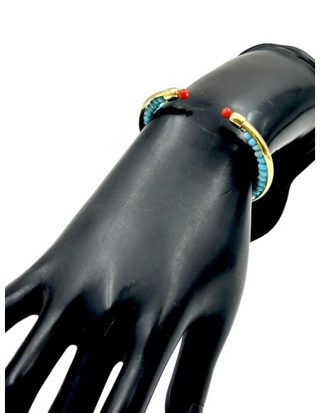PULSERAS PIEDRA AZULES TURQUESAS Y DORADAS | JOYAS ALTA BISUTERIA