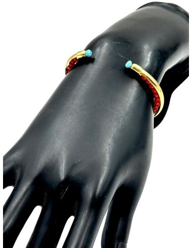 PULSERAS PIEDRAS ROJAS CORAL Y DORADAS | JOYAS ALTA BISUTERIA