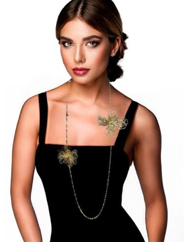 COLLARES MUJER DORADOS LARGOS CON FLORES CALADAS | JOYAS MODA