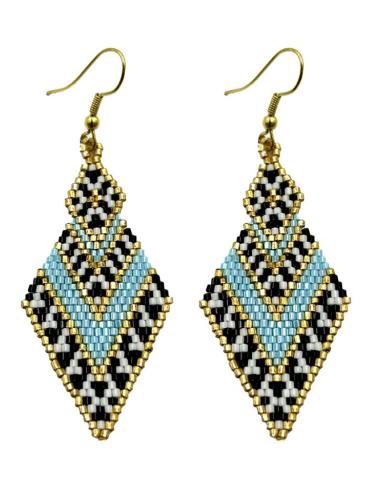 PENDIENTES LARGOS AZULES TURQUESAS BOHO CHIC | ACCESORIOS MUJER