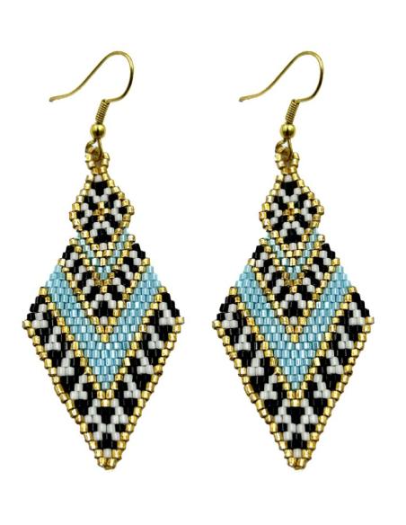 PENDIENTES LARGOS AZULES TURQUESAS BOHO CHIC | ACCESORIOS MUJER