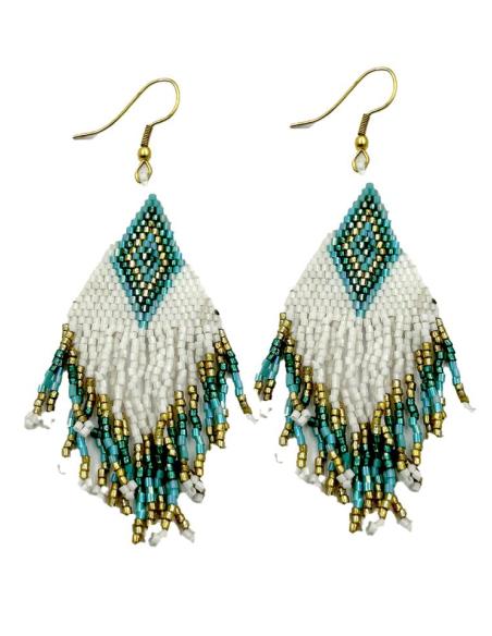 PENDIENTES LARGOS BOHO CHIC BLANCOS Y TURQUESAS | ACCESORIOS MODA HIPPIE