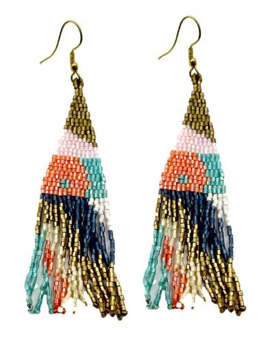 PENDIENTES HIPPIES LARGOS EN MULTICOLOR Y FLECOS | ACCESORIOS BOHO CHIC