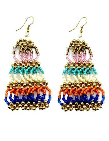PENDIENTES LARGOS MULTICOLORES DE ABALORIOS MIJUKI | MODA HIPPIE
