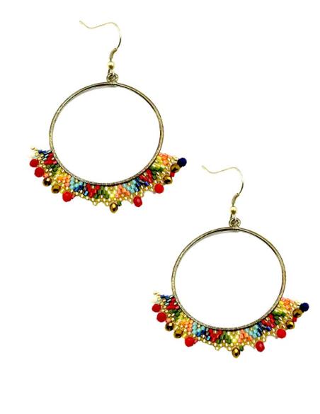 PENDIENTES AROS MULTICOLORES ESTILO BOHEMIO CHIC | ACCESORIOS MUJER