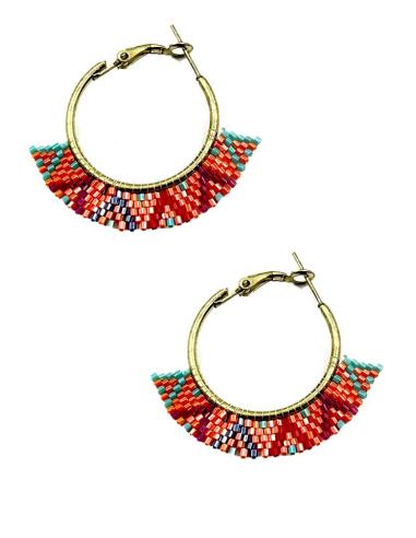 PENDIENTES DE AROS NARANJAS ROJOS Y TURQUESAS | MODA MUJER