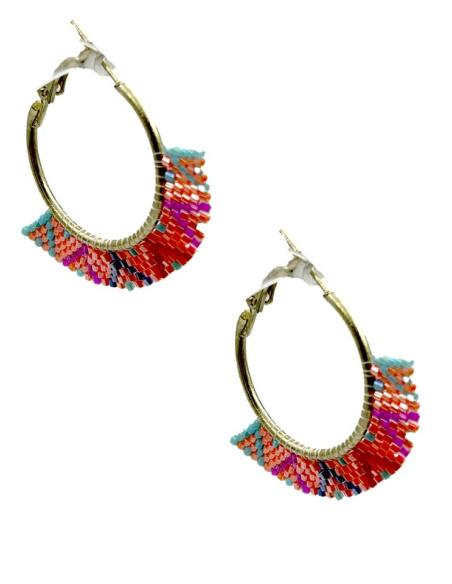 PENDIENTES DE AROS NARANJAS ROJOS Y TURQUESAS | MODA MUJER