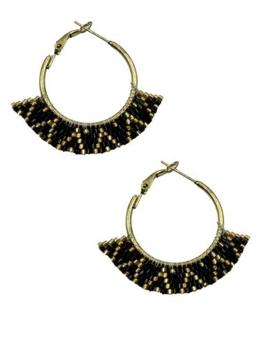 PENDIENTES DE AROS NEGROS Y DORADOS ESTILO BOHEMIO | MODA MUJER