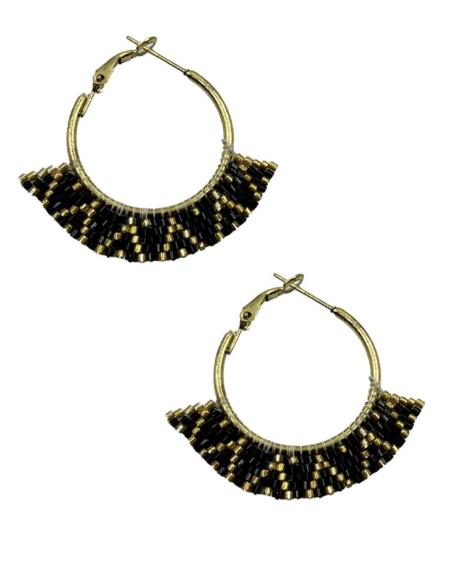 PENDIENTES DE AROS NEGROS Y DORADOS ESTILO BOHEMIO | MODA MUJER