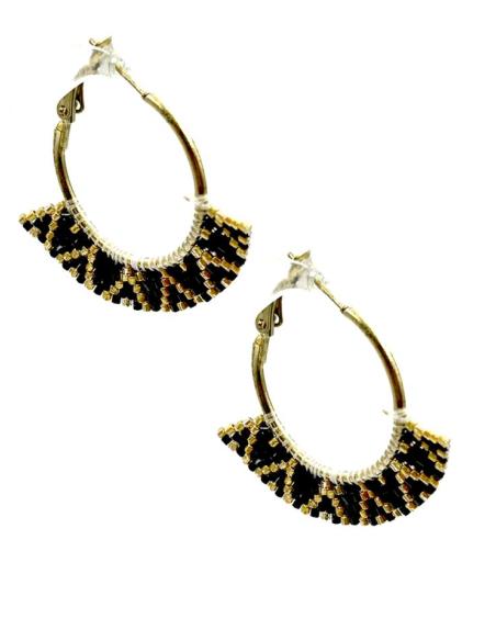 PENDIENTES DE AROS NEGROS Y DORADOS ESTILO BOHEMIO | MODA MUJER