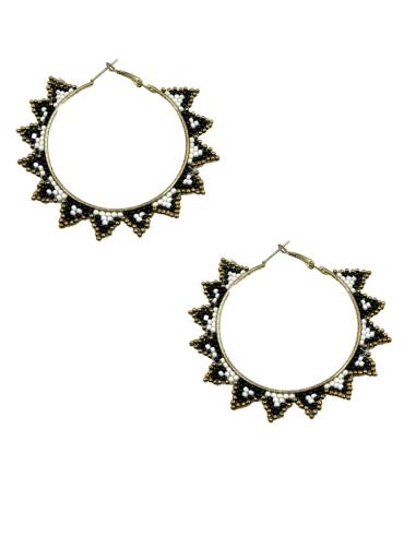PENDIENTES AROS GRANDES BLANCOS Y NEGROS | ACCESORIOS MUJER