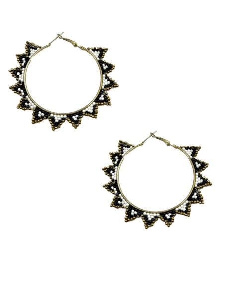 PENDIENTES AROS GRANDES BLANCOS Y NEGROS | ACCESORIOS MUJER