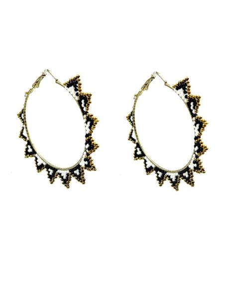 PENDIENTES AROS GRANDES BLANCOS Y NEGROS | ACCESORIOS MUJER