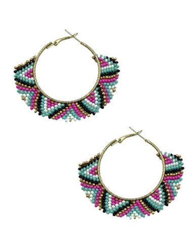 PENDIENTES AROS FUCSIAS BLANCOS TURQUESAS Y NEGROS | ACCESORIOS MUJER