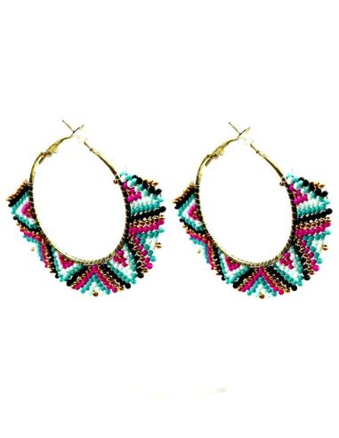 PENDIENTES AROS FUCSIAS BLANCOS TURQUESAS Y NEGROS | ACCESORIOS MUJER