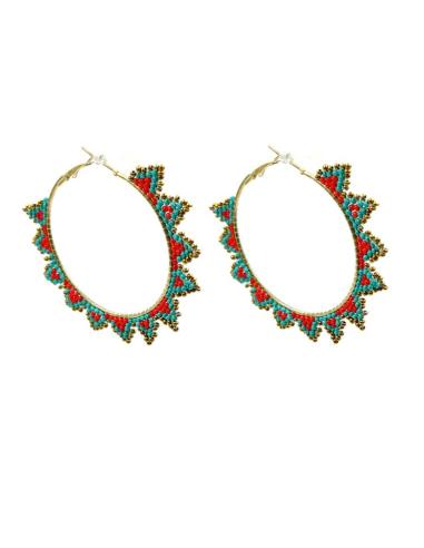 PENDIENTES AROS GRANDES BOHO TURQUESAS Y NARANJAS | ACCESORIOS MUJER