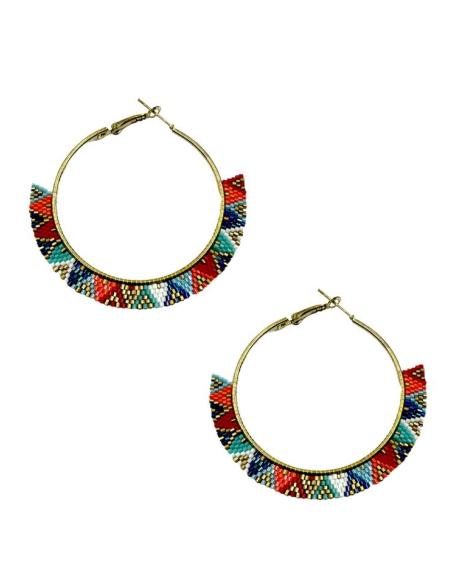 PENDIENTES MUJER DE AROS MULTICOLORES | ACCESORIOS BOHO