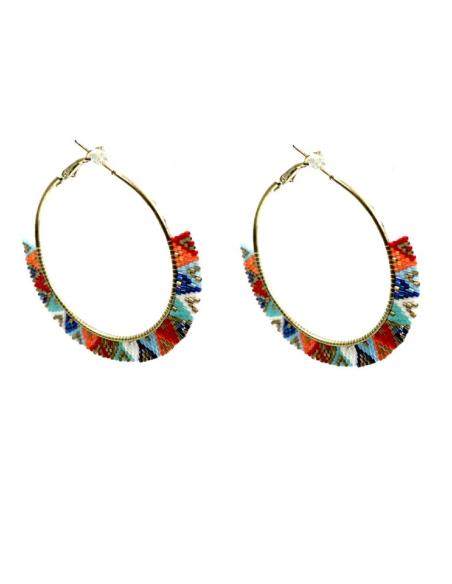 PENDIENTES MUJER DE AROS MULTICOLORES | ACCESORIOS BOHO