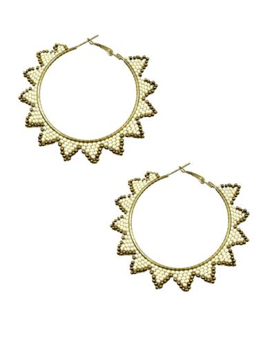 PENDIENTES AROS GRANDES BLANCOS Y DORADOS | ACCESORIOS MUJER