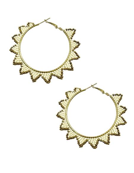 PENDIENTES AROS GRANDES BLANCOS Y DORADOS | ACCESORIOS MUJER