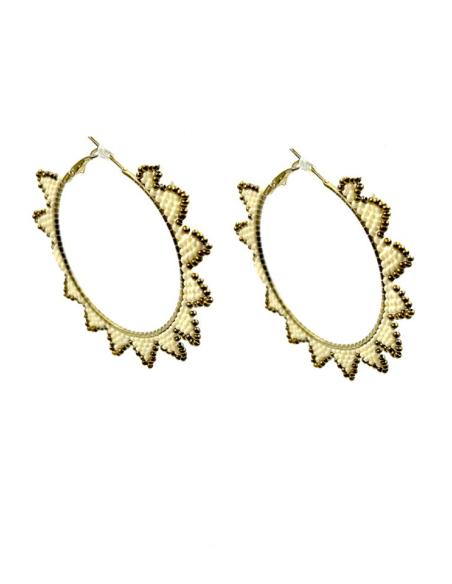 PENDIENTES AROS GRANDES BLANCOS Y DORADOS | ACCESORIOS MUJER