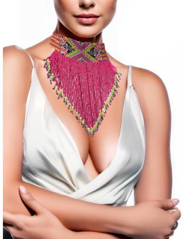 COLLARES FUCSIAS CHOKER ESTILO NATIVO AMERICANO | ACCESORIOS BOHO