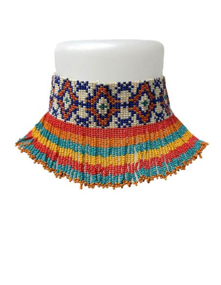 COLLARES ETNICOS CHOKER BLANCOS AZULES Y NARANJAS | ACCESORIOS MUJER