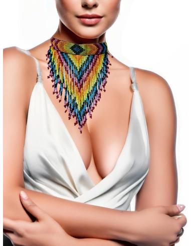 COLLARES CHOKER DE MUJER MULTICOLORES CON FLECOS | ACCESORIOS MODA