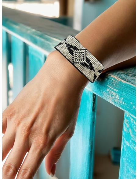 PULSERAS ANCHAS NEGRAS Y PLATEADAS MODA BOHO CHIC | ACCESORIOS MUJER