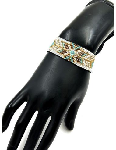 PULSERAS ANCHAS BOHO BLANCAS DORADAS Y TURQUESAS | ACCESORIOS MUJER