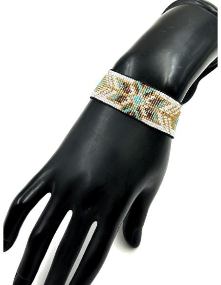 PULSERAS ANCHAS BOHO BLANCAS DORADAS Y TURQUESAS | ACCESORIOS MUJER