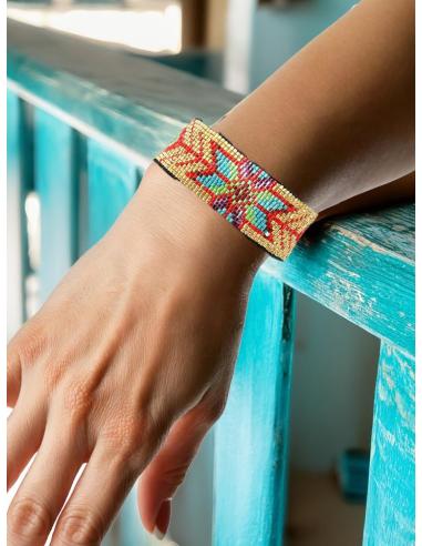 PULSERAS ROJAS DORADAS VERDES Y AZULES ANCHAS BOHO | MODA MUJER