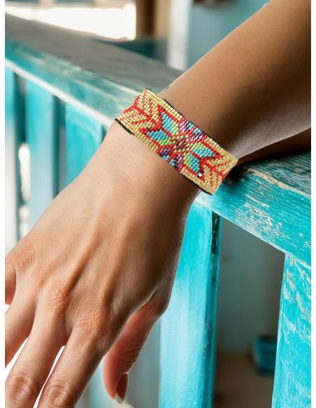 PULSERAS ROJAS DORADAS VERDES Y AZULES ANCHAS BOHO | MODA MUJER