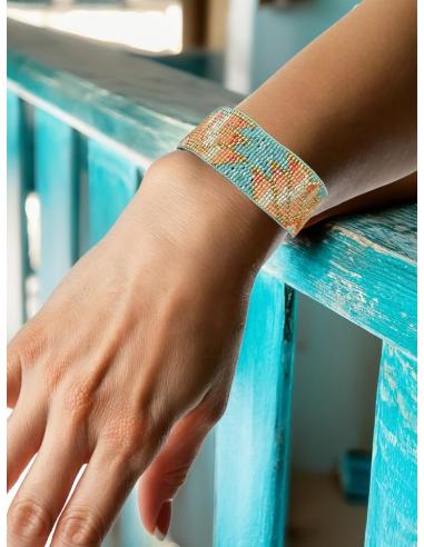 PULSERAS MUJER ANCHAS AZULES NARANJAS Y CORALES | ACCESORIOS MODA