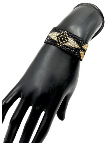 PULSERAS ANCHAS NEGRAS DORADAS Y PLATEADAS MIJUKI | MODA MUJER
