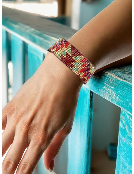 PULSERAS ANCHAS ETNICAS GRANATES Y MULTICOLORES | ACCESORIOS DIA Y NOCHE